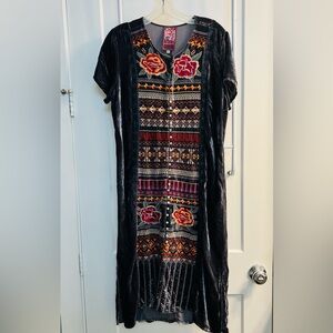 Johnny Was LA Grey Velvet Dress